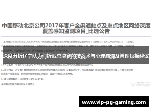 深度分析辽宁队为何折戟总决赛的技战术与心理漏洞及管理短板建议